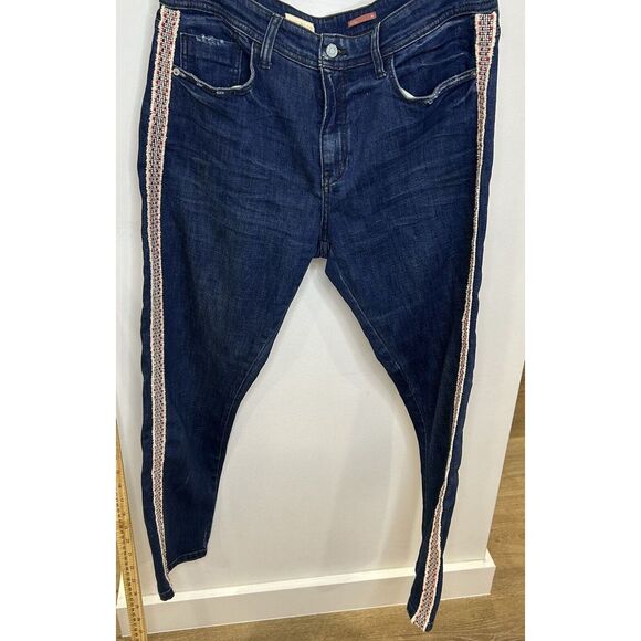 Anthropologie Pilcro Jeans Womens Size 32‎ Slim Boyfriend Crop Striped Side Boho